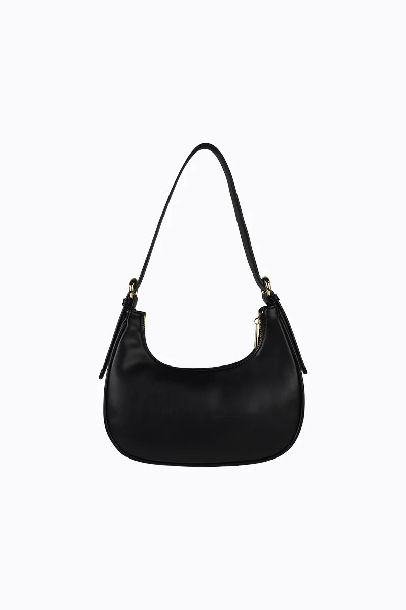 BooBoo Curved Shoulder Bag-Black PU/Gold
