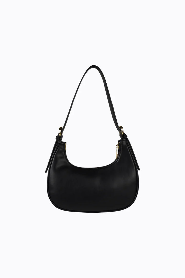 BooBoo Curved Shoulder Bag-Black PU/Gold