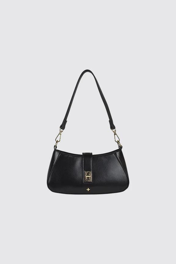 Peta + Jain Ripley Turnlock Shoulder Bag - Black PU/Gold