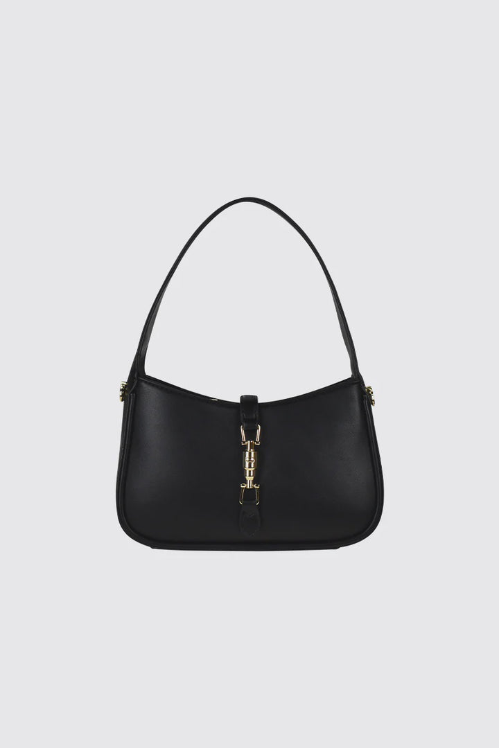 Peta + Jain Ollie Clip Front Shoulder Bag- Black PU/Gold