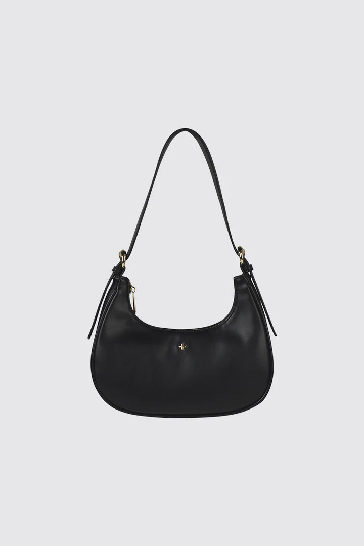 BooBoo Curved Shoulder Bag-Black PU/Gold