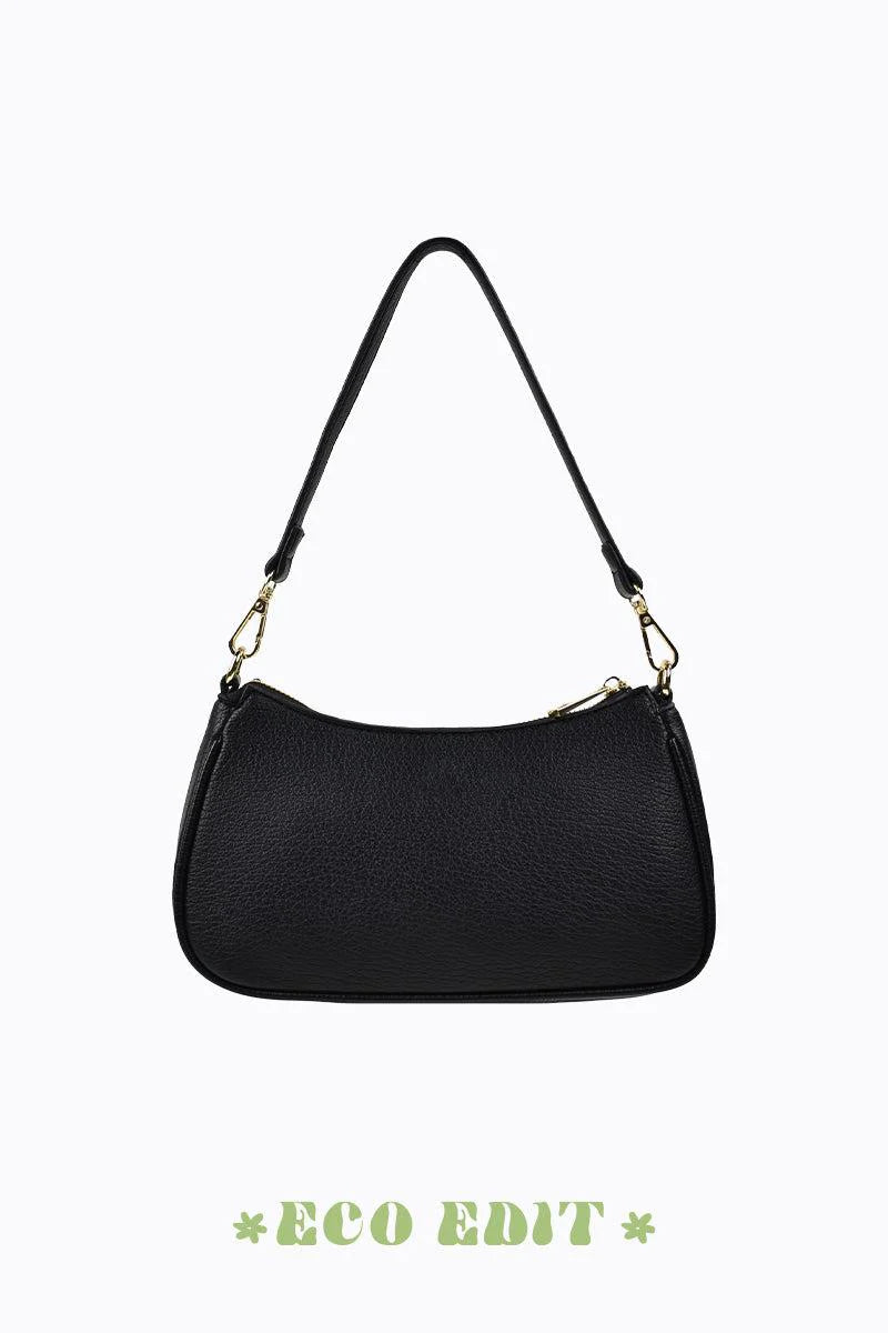 Peta + Jain Rosalia Shoulder Bag With Chain-Black Pebble Gold