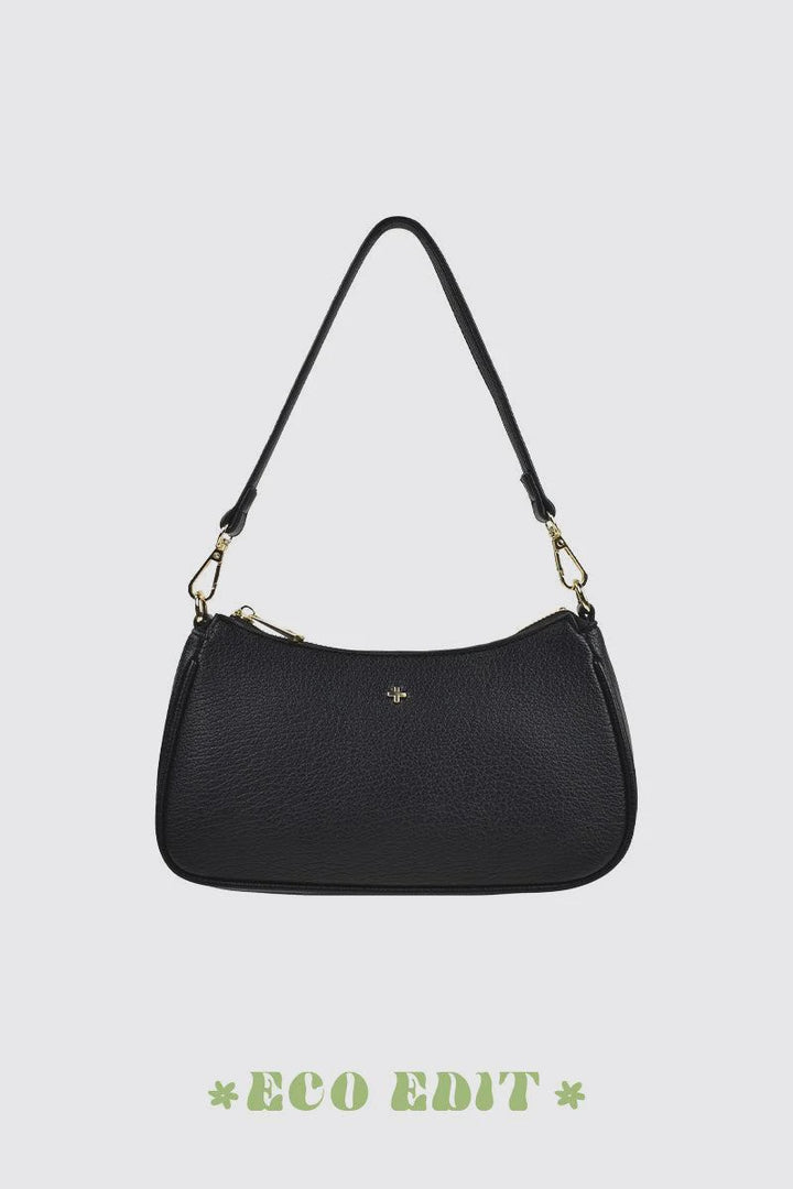 Peta + Jain Rosalia Shoulder Bag With Chain-Black Pebble Gold