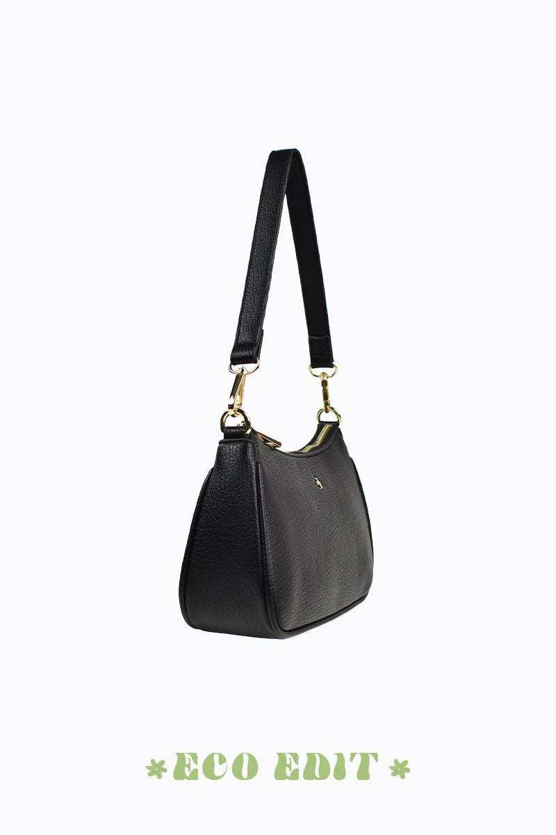 Peta + Jain Rosalia Shoulder Bag With Chain-Black Pebble Gold
