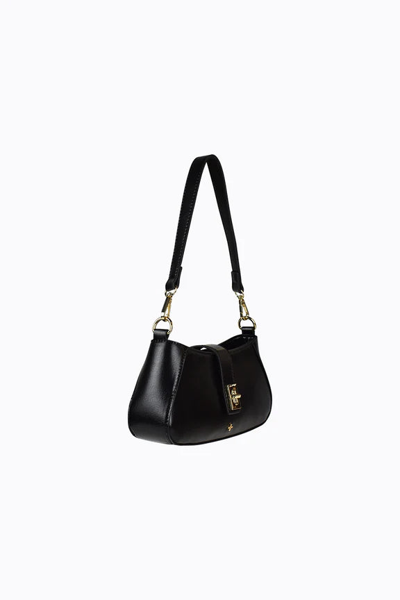 Peta + Jain Ripley Turnlock Shoulder Bag - Black PU/Gold