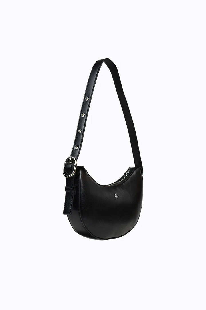 Peta + Jain Goldie Eyelet Shoulder Bag - Black PU/Silver