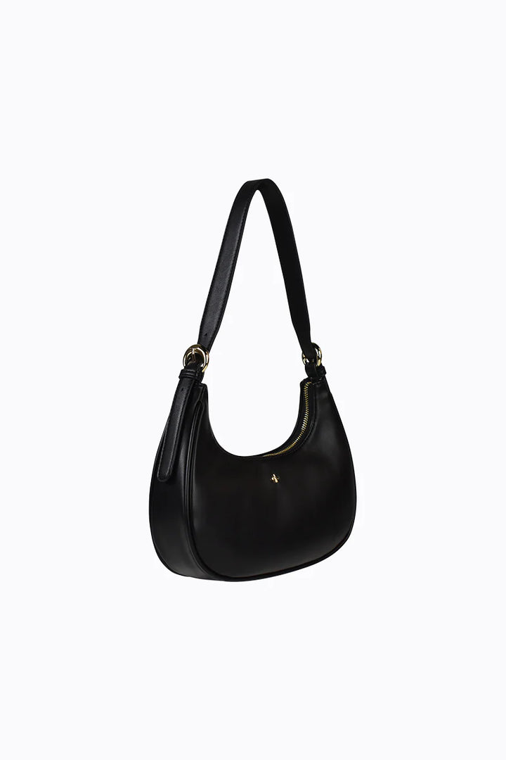 BooBoo Curved Shoulder Bag-Black PU/Gold
