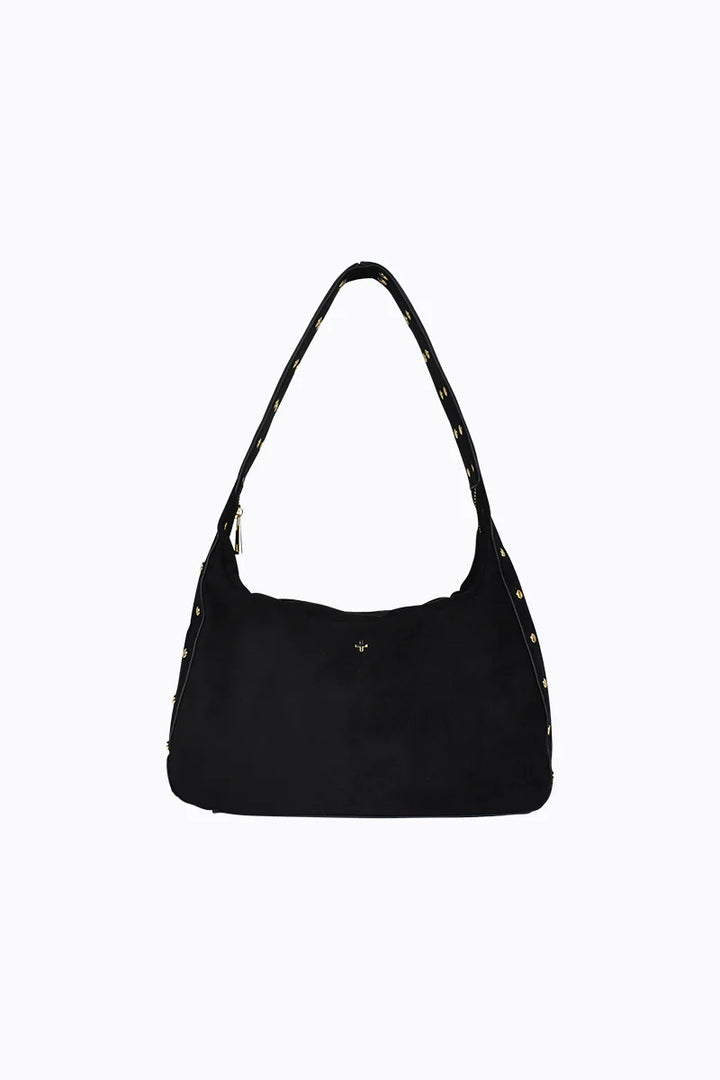 Peta + Jain Soho Studded Shoulder Bag- Black Suede/Gold