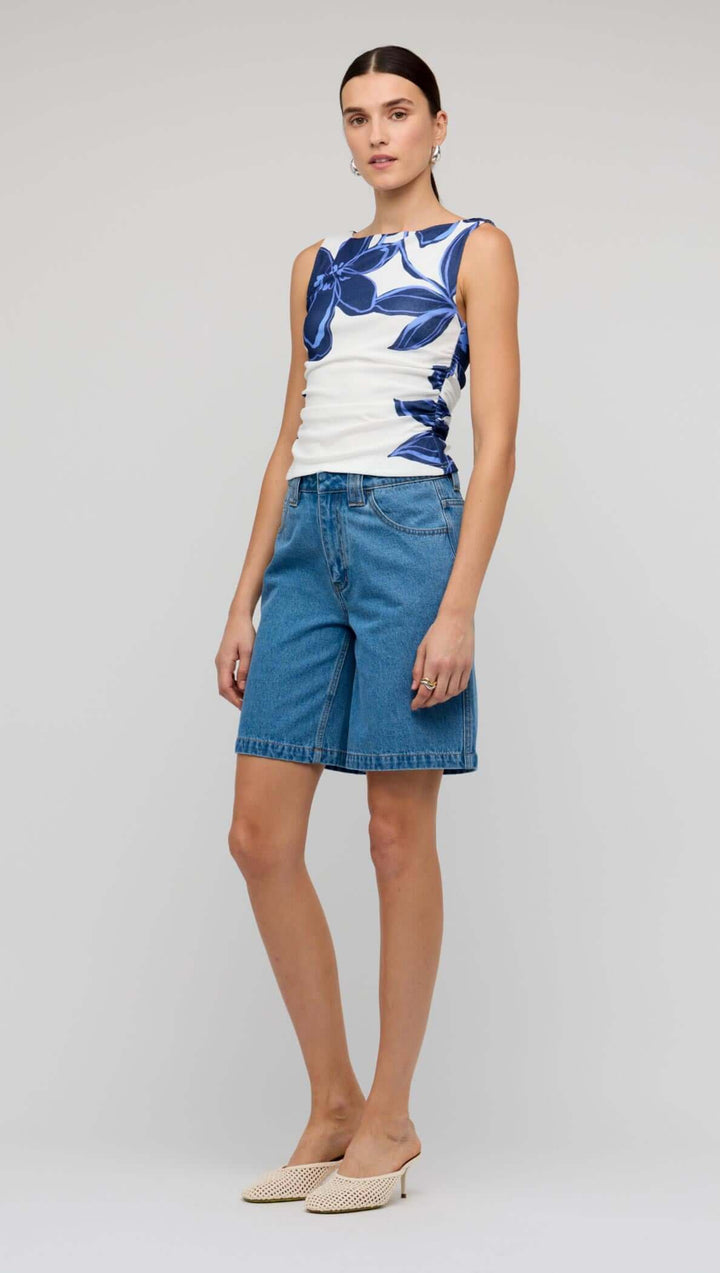 Staple The Label Ethos Mesh Top - Blue/White Floral