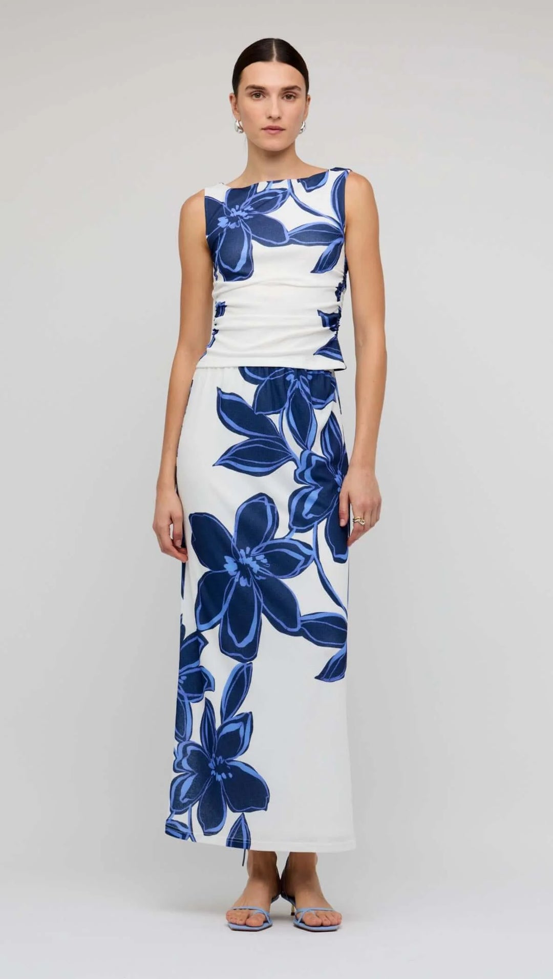Staple The Label Ethos Mesh Top - Blue/White Floral