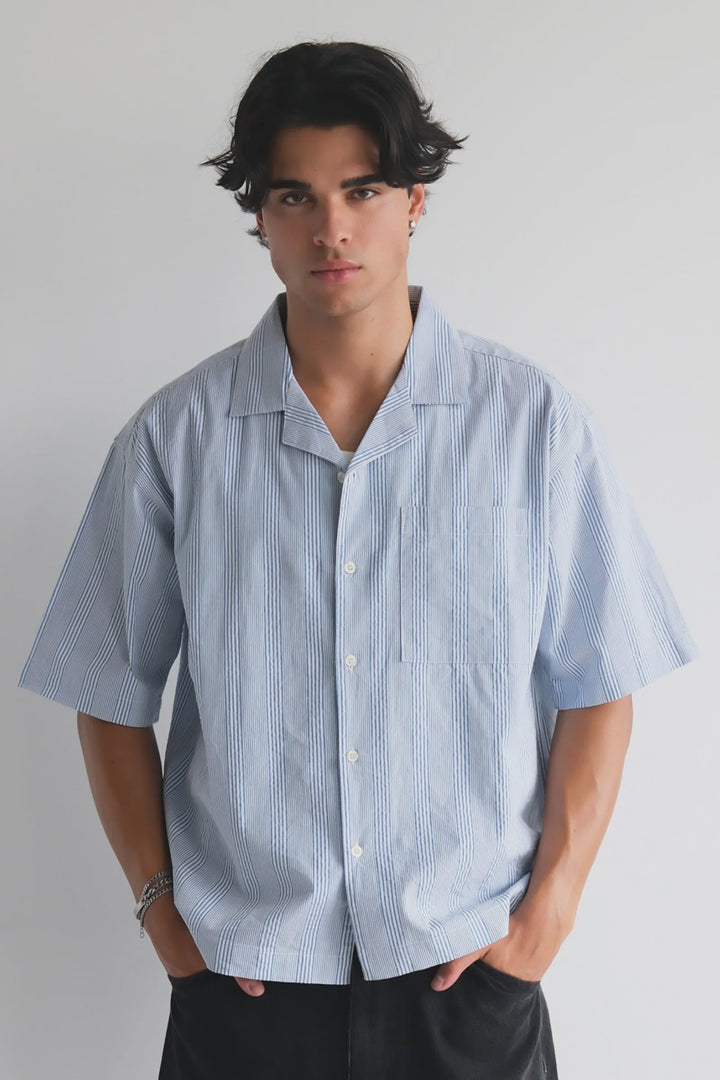 Abrand Bobby Camp Shirt - Blue Stripe