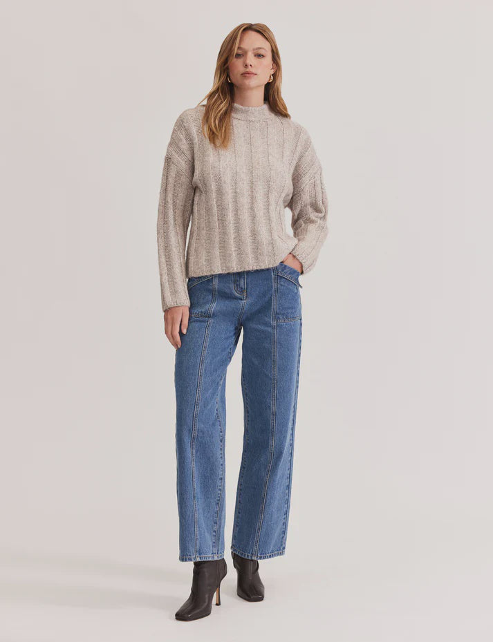 Staple The Label Maja Ribbed Jumper - Oat-Marle