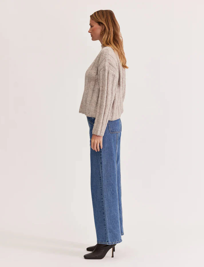 Staple The Label Maja Ribbed Jumper - Oat-Marle