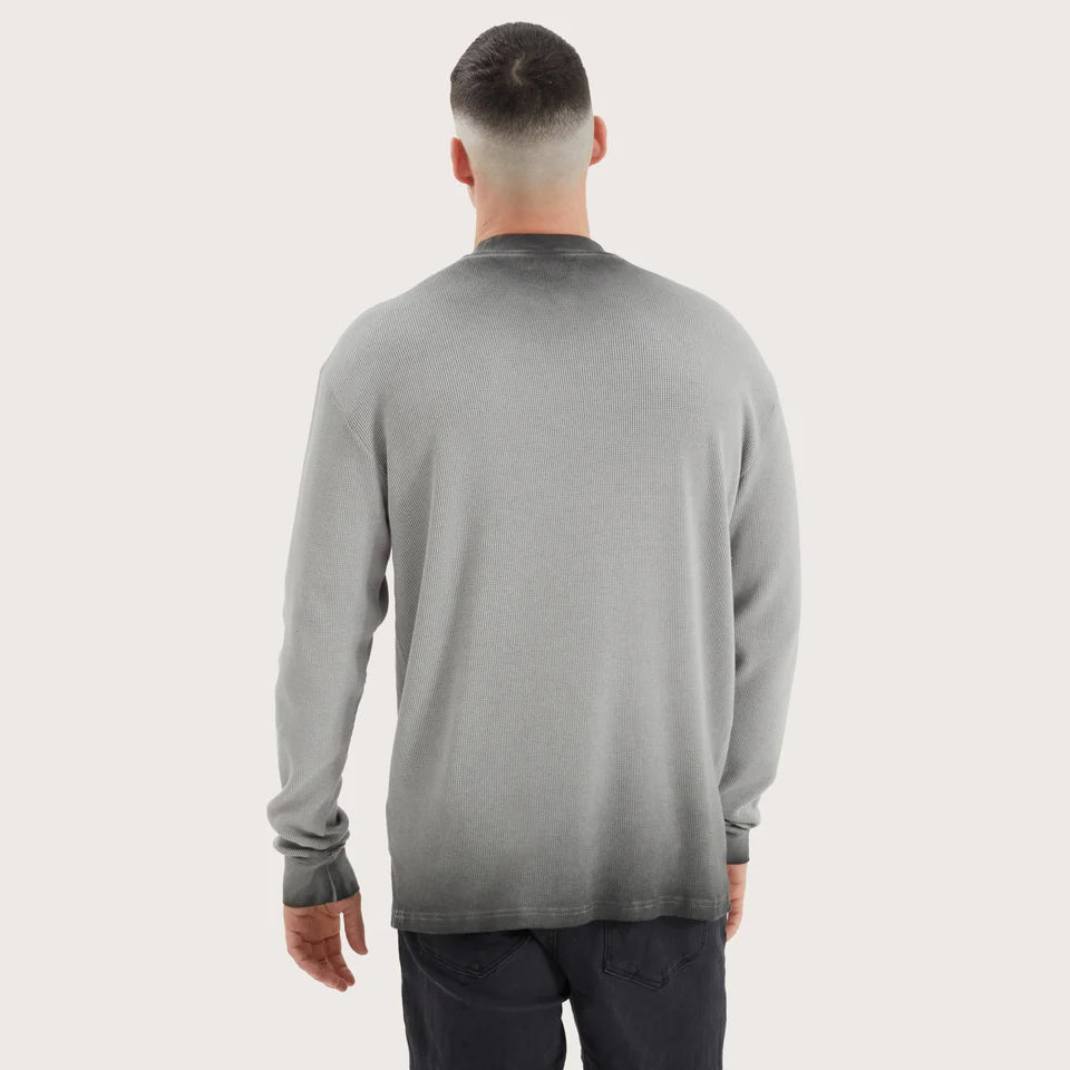 Kiss Chacey Calne Relaxed Long Sleeve Waffle Tee - Grey Wash