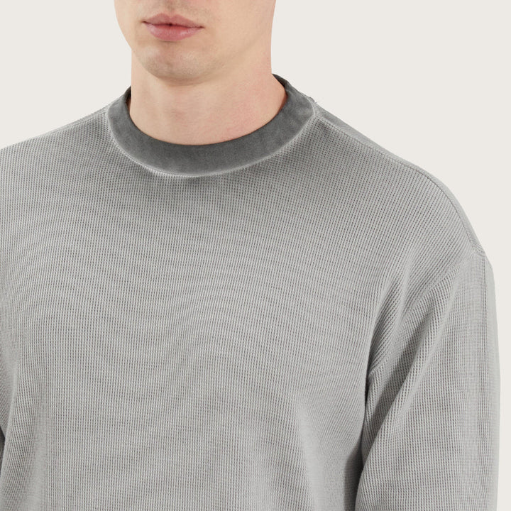 Kiss Chacey Calne Relaxed Long Sleeve Waffle Tee - Grey Wash