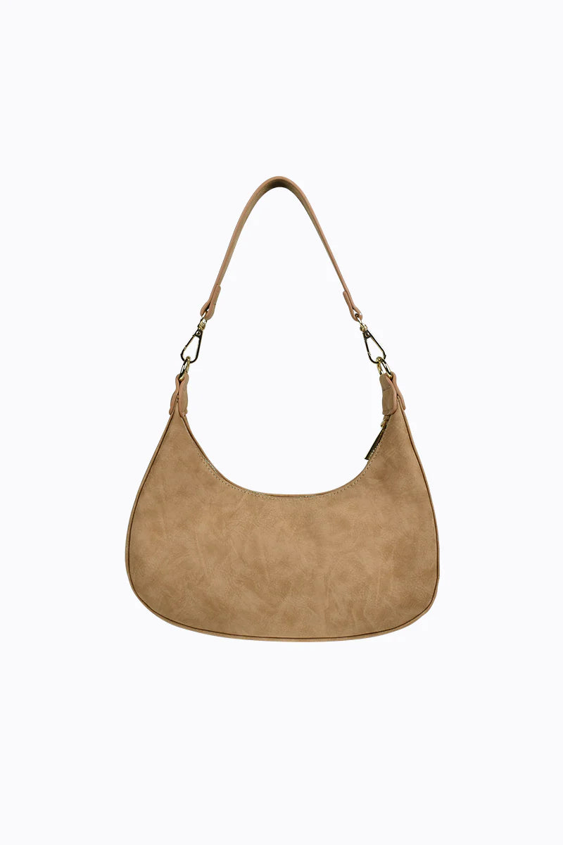 Peta + Jain Willow Faux Nubuck Shoulder Bag - Camel Nubuck/Gold