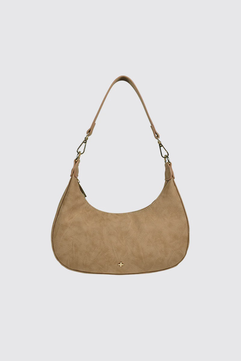 Peta + Jain Willow Faux Nubuck Shoulder Bag - Camel Nubuck/Gold