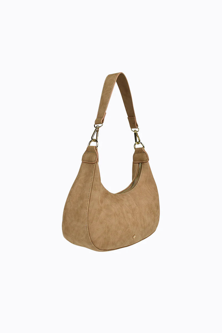 Peta + Jain Willow Faux Nubuck Shoulder Bag - Camel Nubuck/Gold