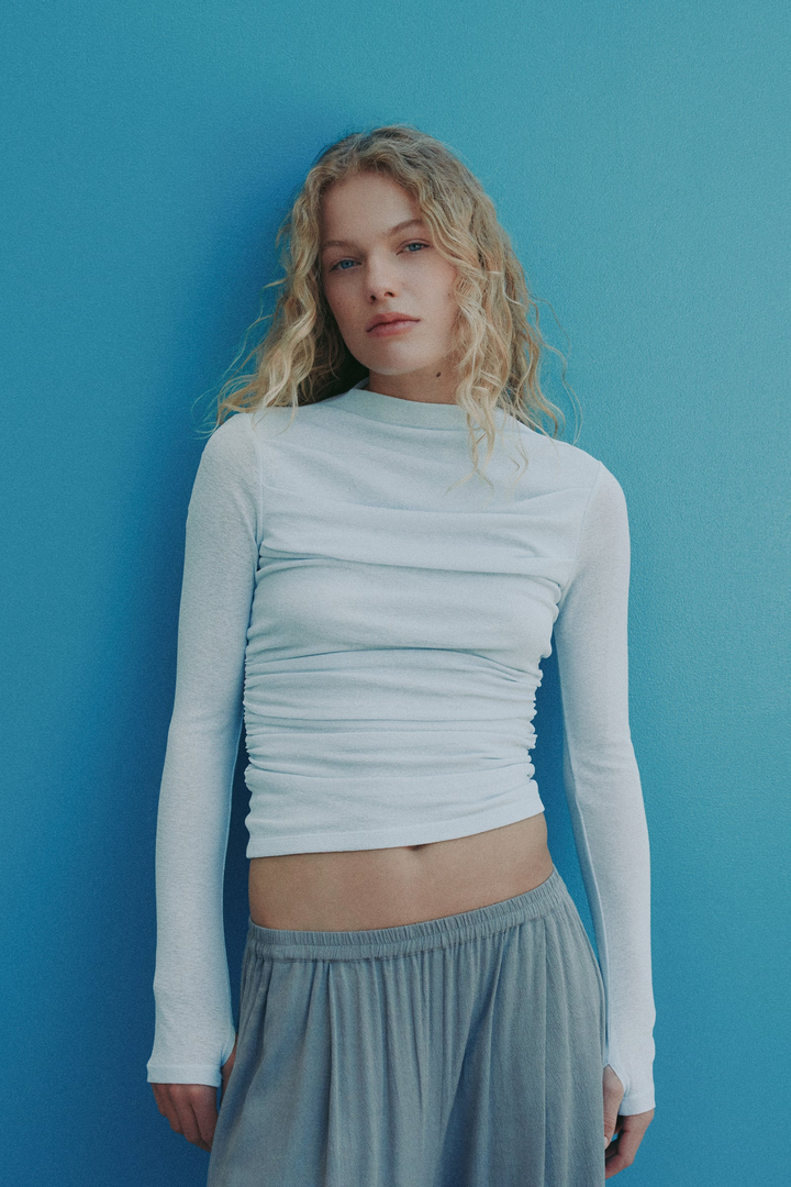Nude Lucy Calista Mesh LS Top - Glacier