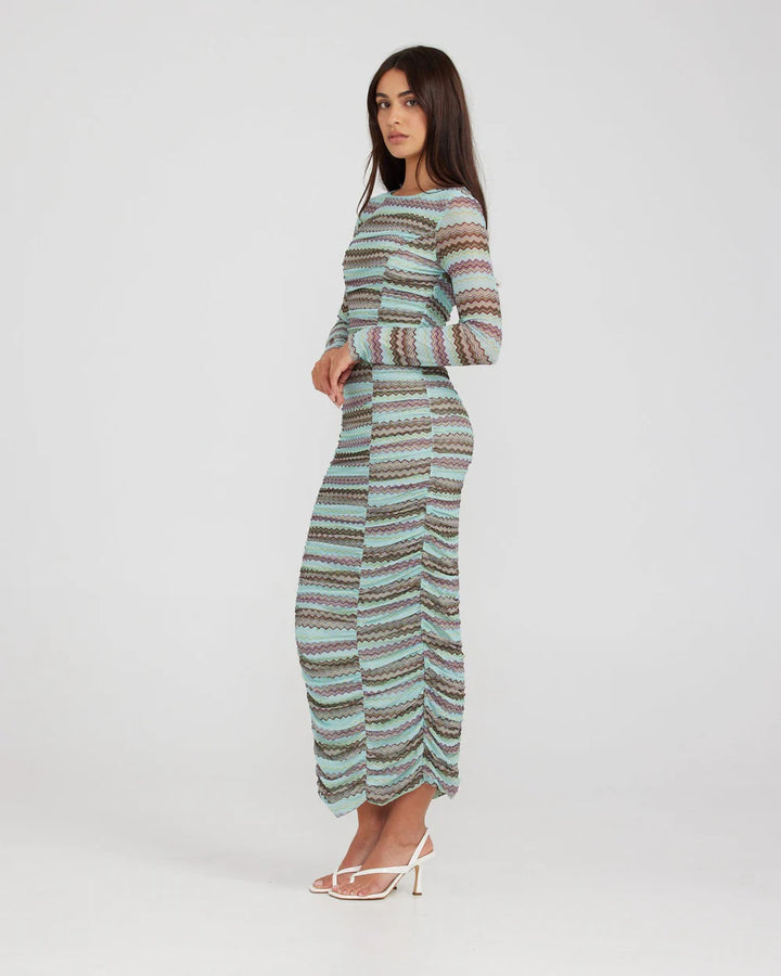 Charlie Holiday Valentina Ruched Dress- Zig Zag