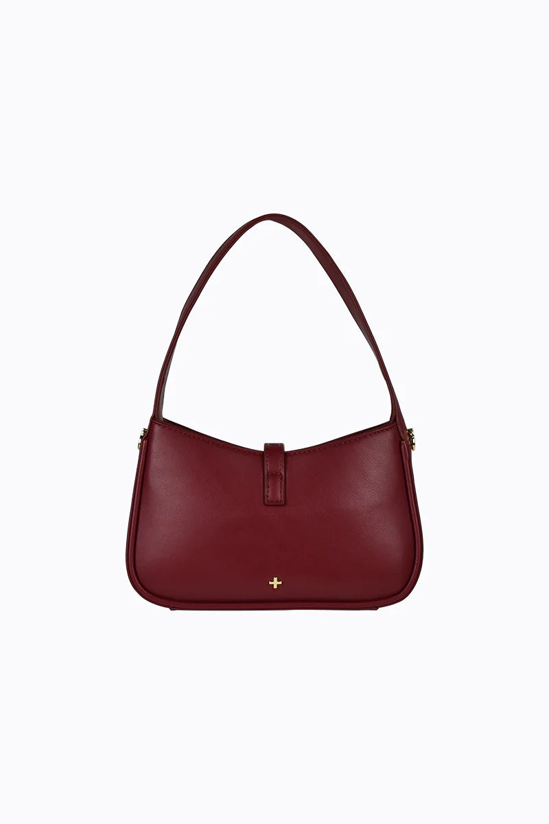 Peta + Jain Ollie Clip Front Shoulder Bag-Cherry PU/Gold