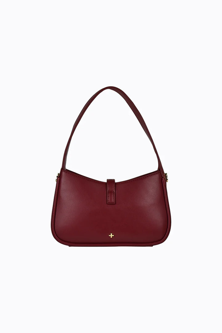 Peta + Jain Ollie Clip Front Shoulder Bag-Cherry PU/Gold