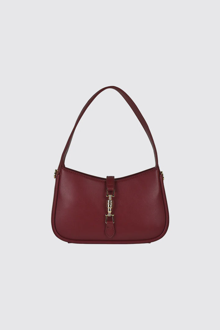 Peta + Jain Ollie Clip Front Shoulder Bag-Cherry PU/Gold