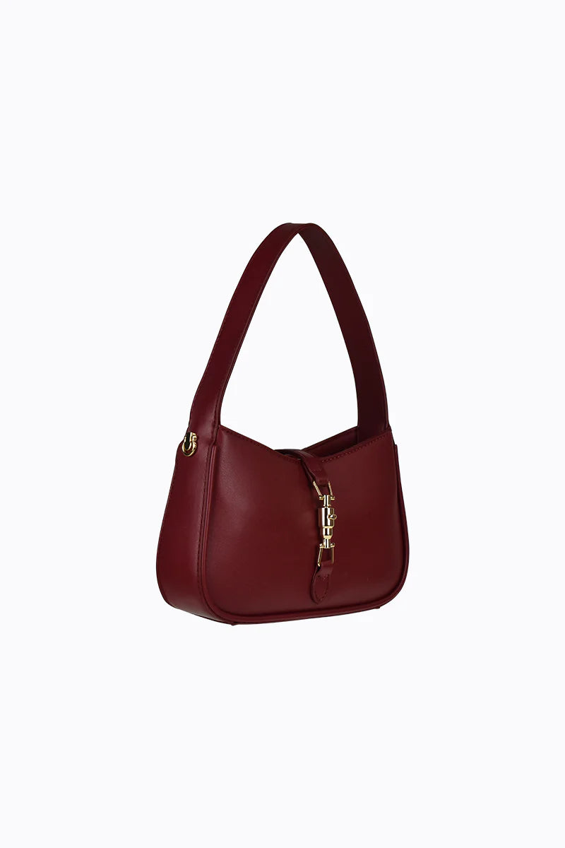 Peta + Jain Ollie Clip Front Shoulder Bag-Cherry PU/Gold