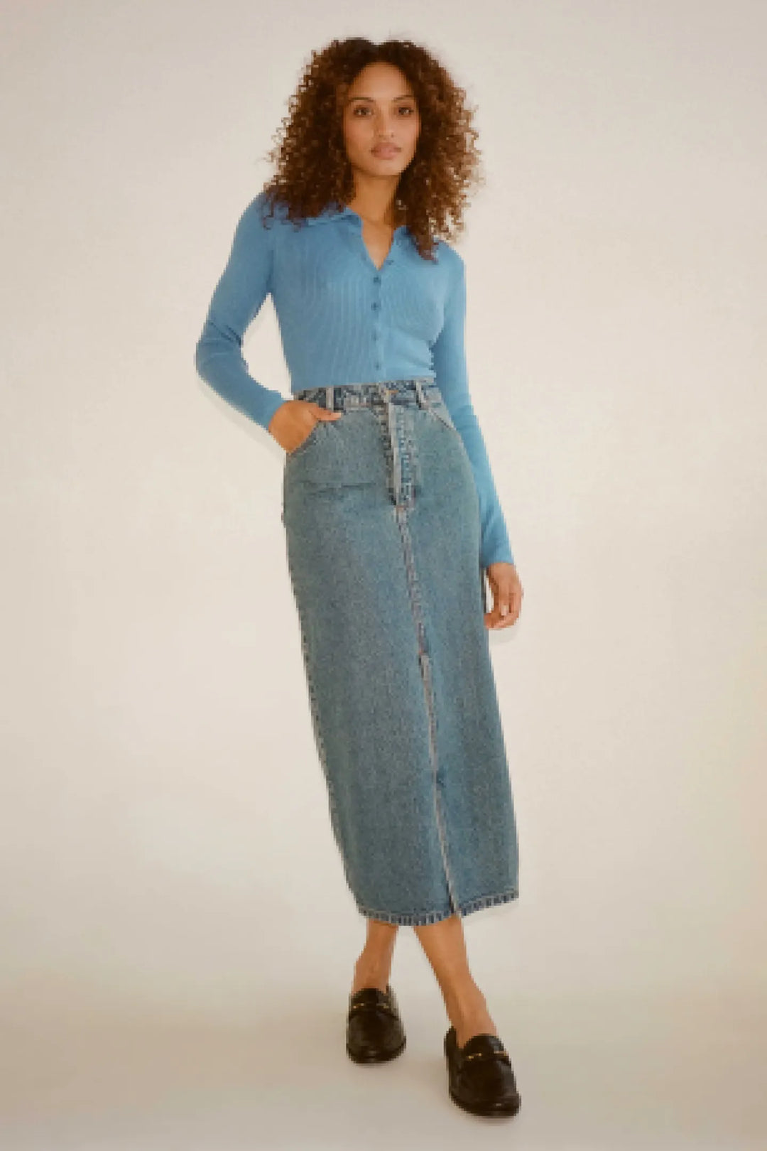 Rolla's Chicago Denim Skirt - Lyocell Blue Mid Vintage Blue