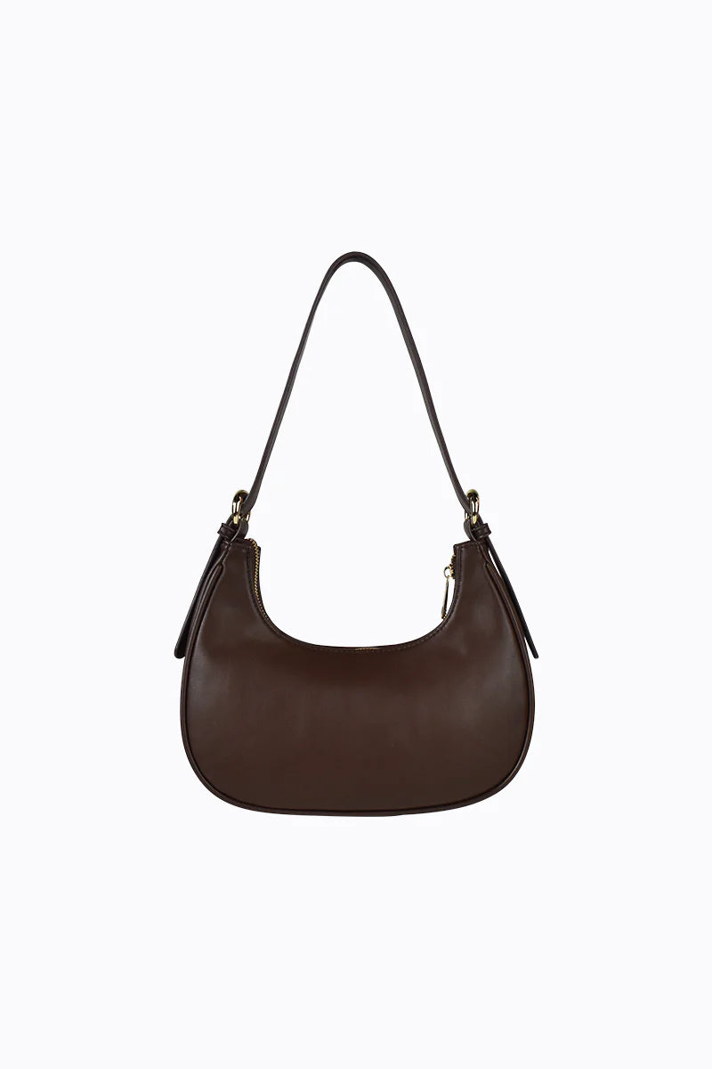 Peta + Jain BooBoo Curved Shoulder Bag- Chocolate PU/Gold