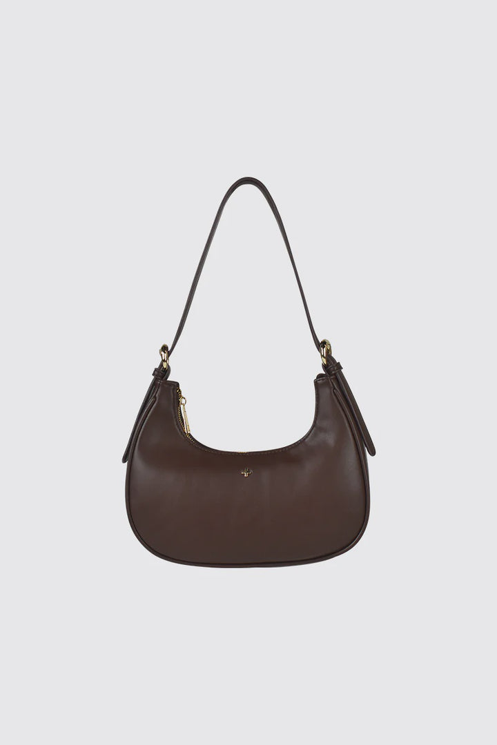 Peta + Jain BooBoo Curved Shoulder Bag- Chocolate PU/Gold
