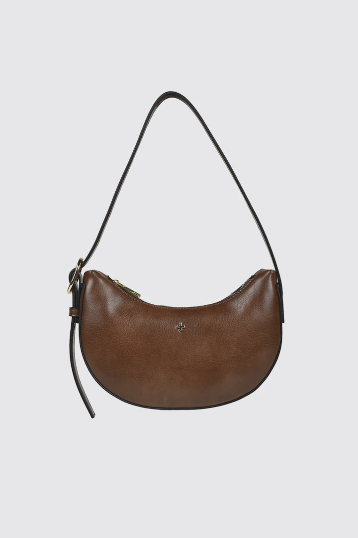 Peta + Jain Goldie Eyelet Shoulder Bag - Choc PU/Gold