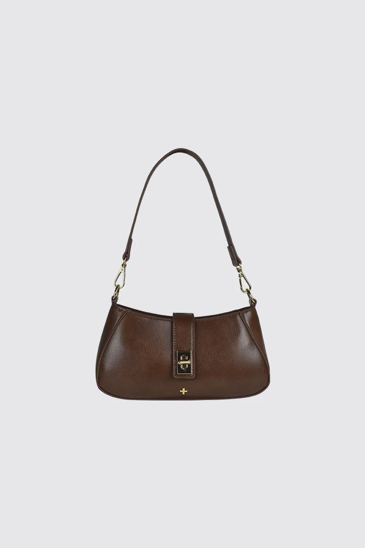 Peta + Jain Ripley Turnlock Shoulder Bag-Choc PU/Gold