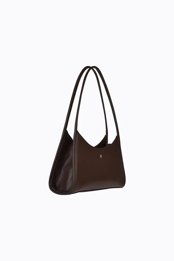 Peta + Jain Margy Double Handle Shoulder Bag - Choc PU/Silver