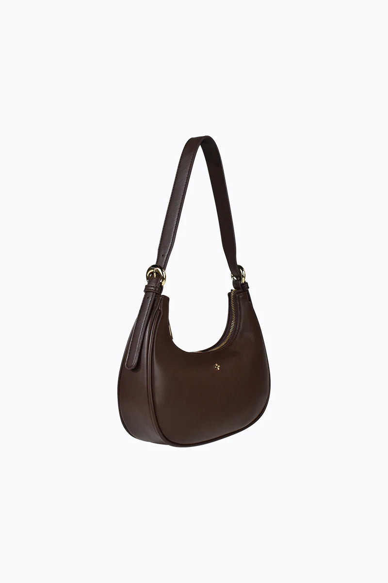 Peta + Jain BooBoo Curved Shoulder Bag- Chocolate PU/Gold