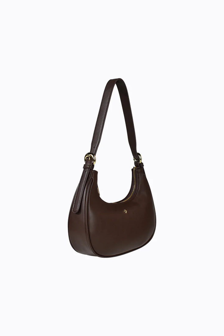 Peta + Jain BooBoo Curved Shoulder Bag- Chocolate PU/Gold