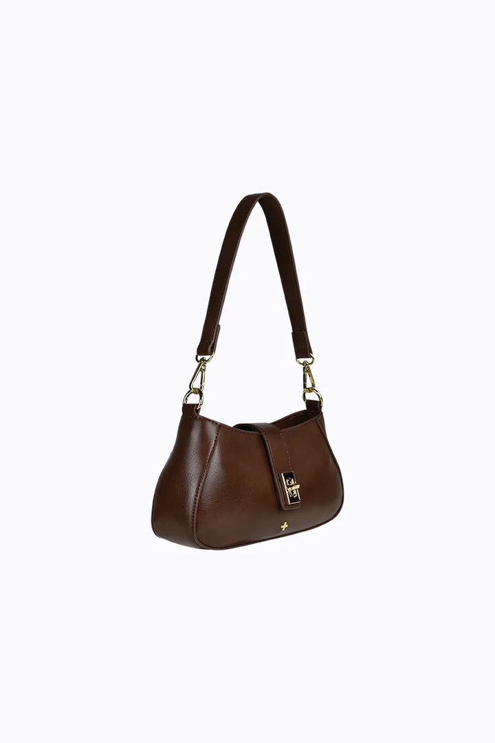 Peta + Jain Ripley Turnlock Shoulder Bag-Choc PU/Gold