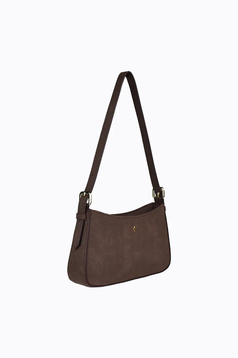 Peta + Jain Lilu Shoulder Bag-Choc Suede/Gold