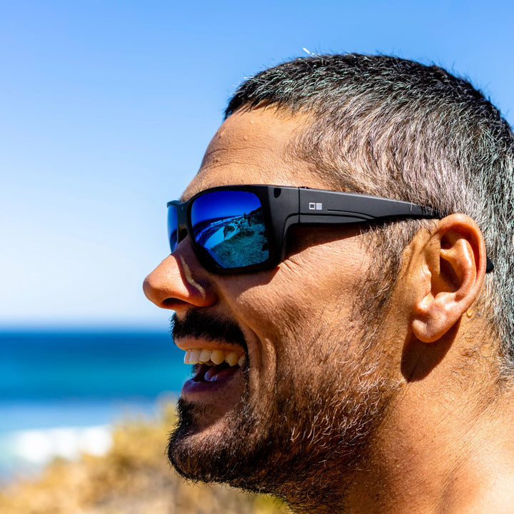 Otis Coastin  Sunglasses - Black Woodland Matte/L.I.T Polarised Mirror Blue