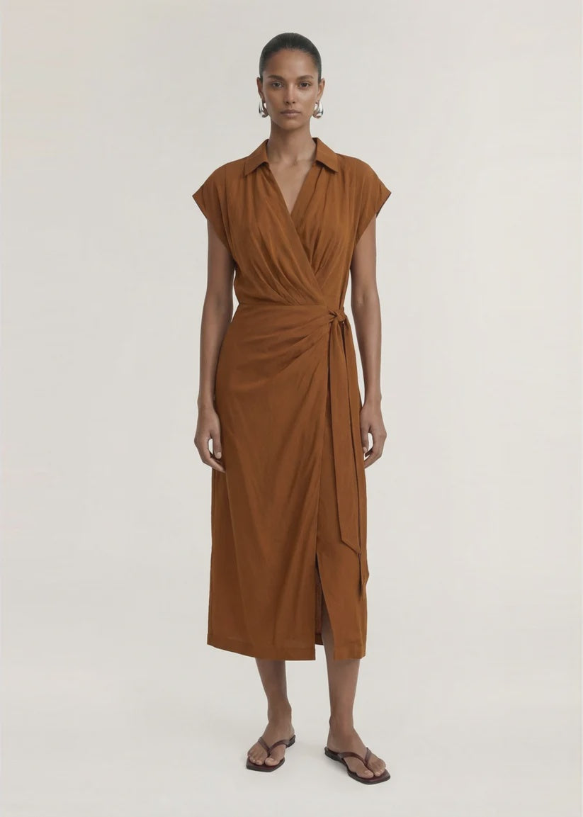 Staple The Label Solene Wrap Midi Dress - Copper