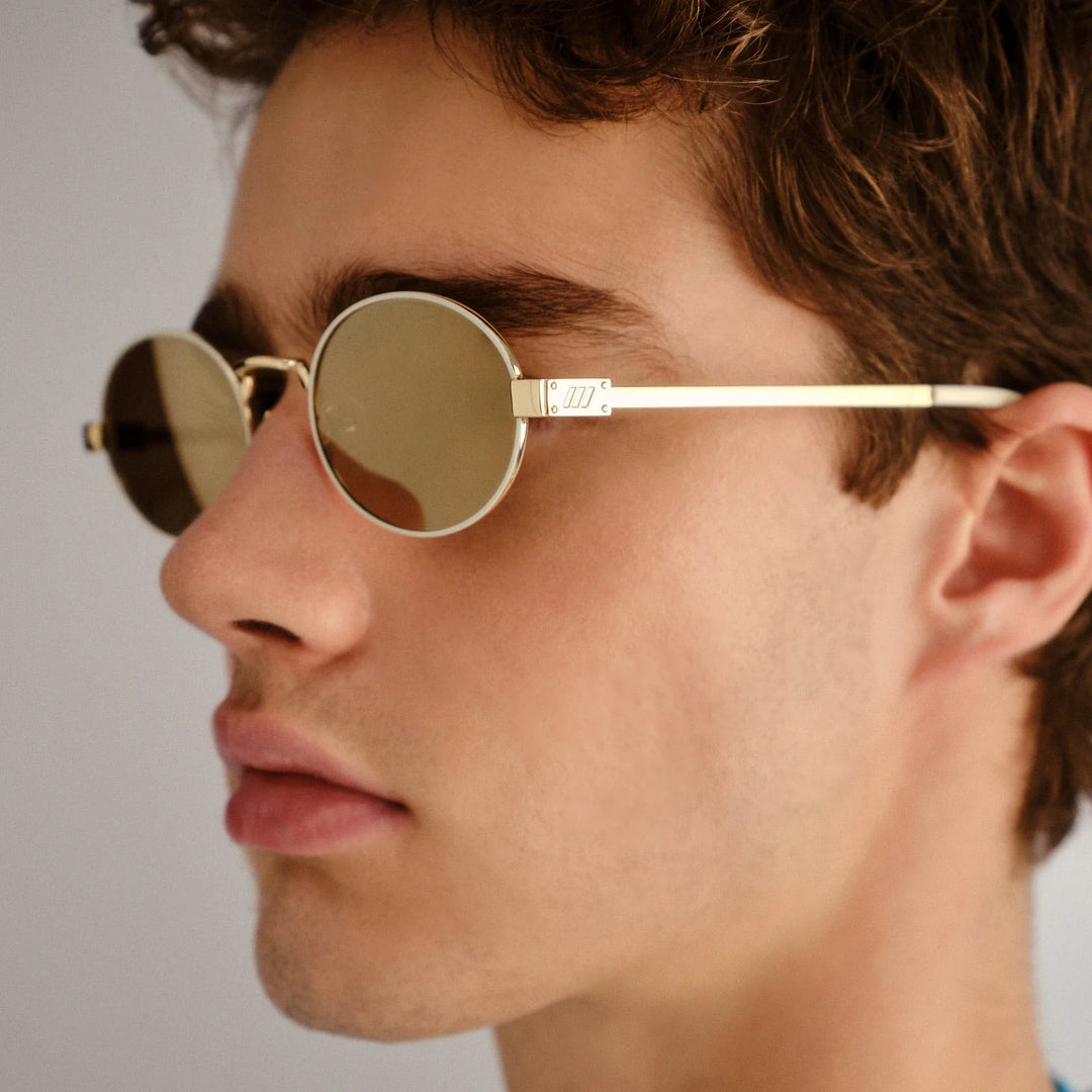 Le Specs Poseidon Deux Sunglasses - Gold/Ivory Polarised