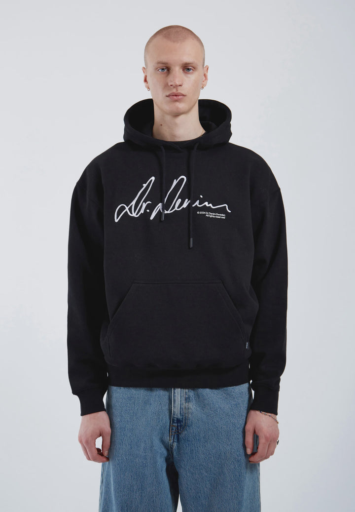 Dr Denim Damien Hoodie - Black Script
