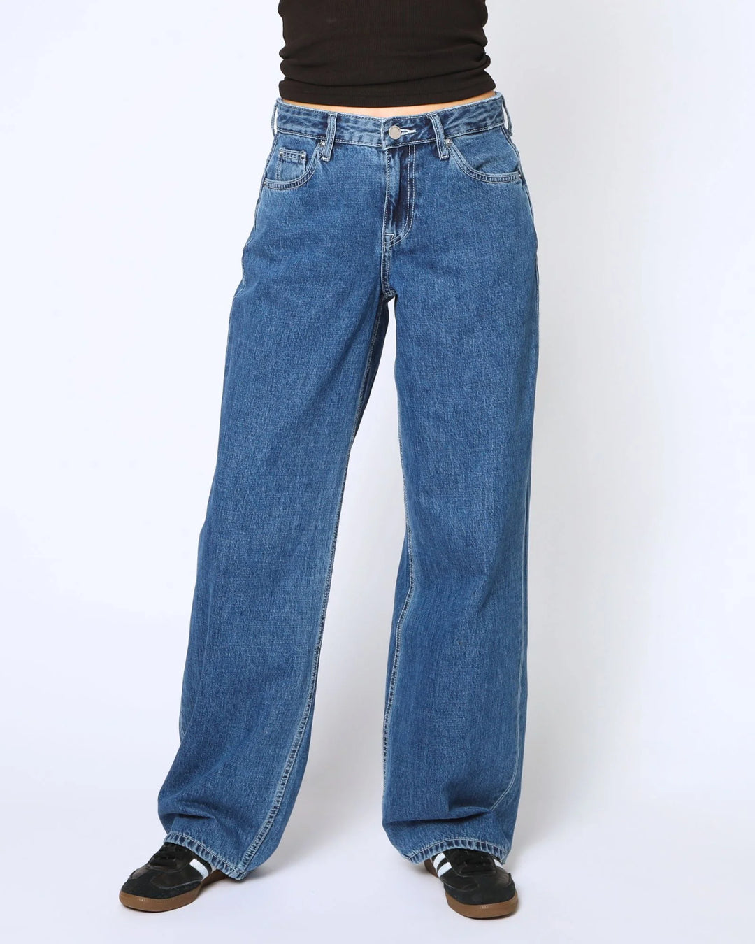 Dr Denim Hill Low Jean - Haze Mid Retro Contrast