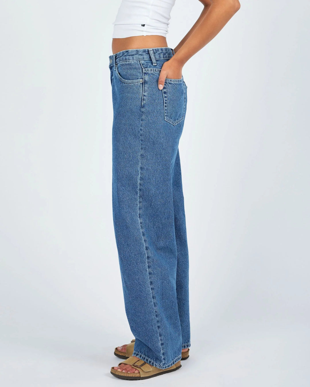 Dr Denim Hill Low Jean - Haze Mid Retro Contrast