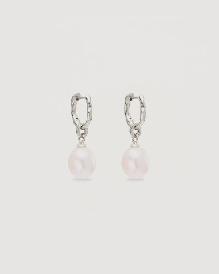 By Charlotte Embrace Stillness Pearl Hoops -Sterling Silver