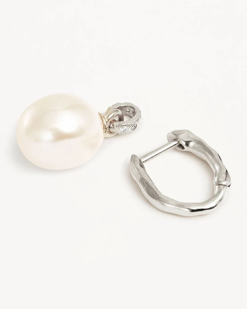 By Charlotte Embrace Stillness Pearl Hoops -Sterling Silver