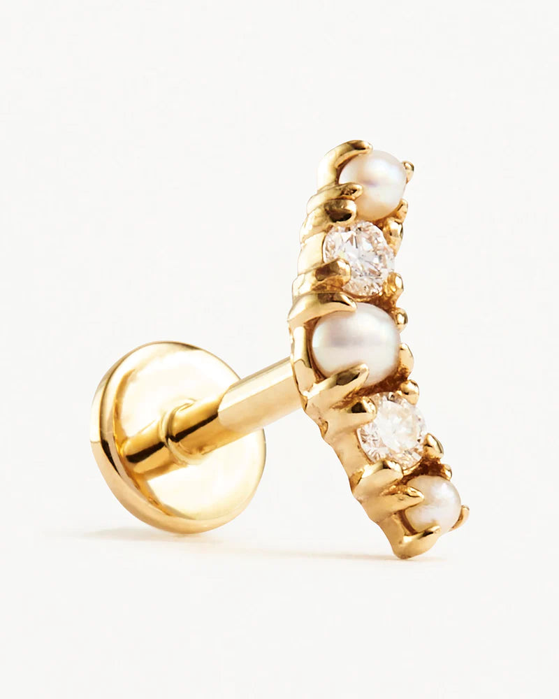 By Charlotte 14k Solid Gold Diamond Whimsical Cartilage Flatback Single Earring