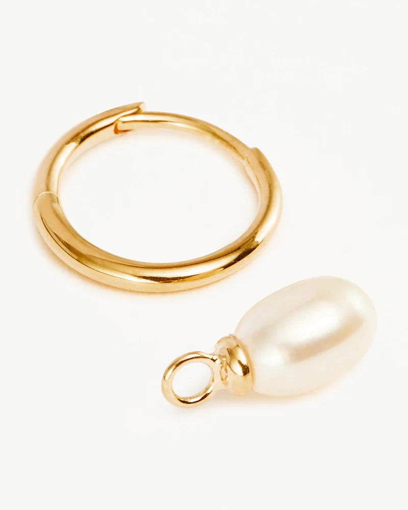 By Charlotte Live In Peace Pearl Hoop Earrings-18k Gold Vermeil