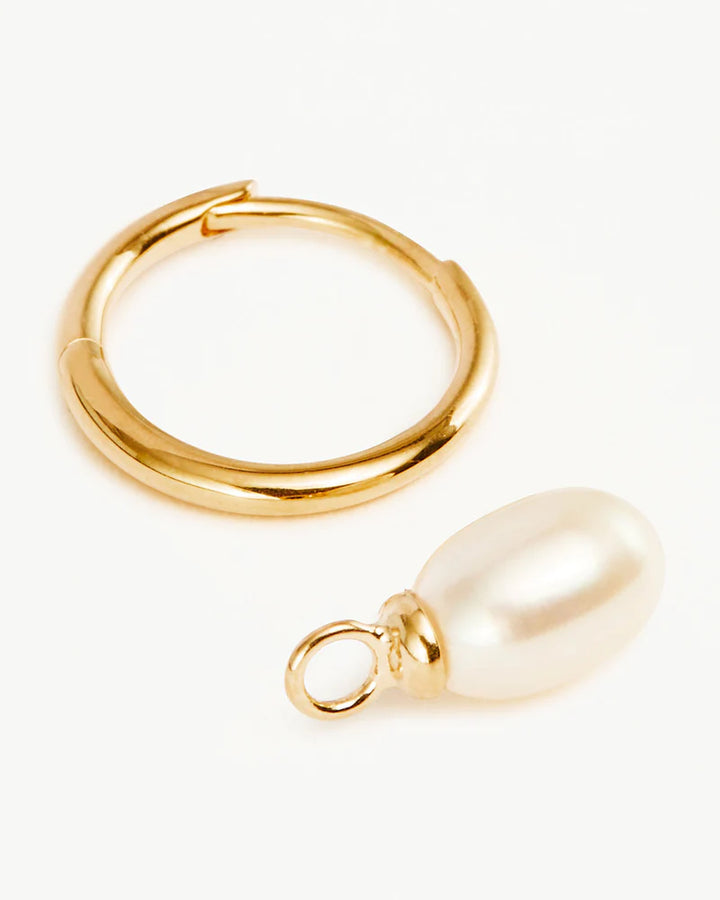 By Charlotte Live In Peace Pearl Hoop Earrings-18k Gold Vermeil