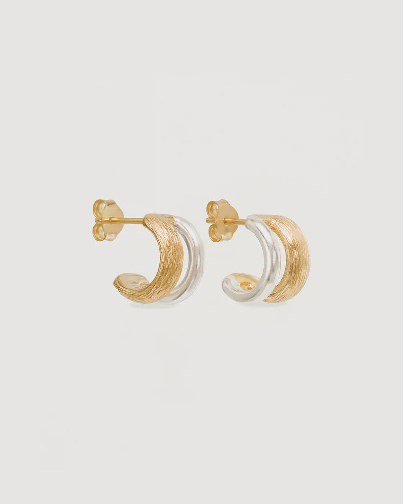 By Charlotte Two-Tone Shield Hoops - 18k Gold Vermeil